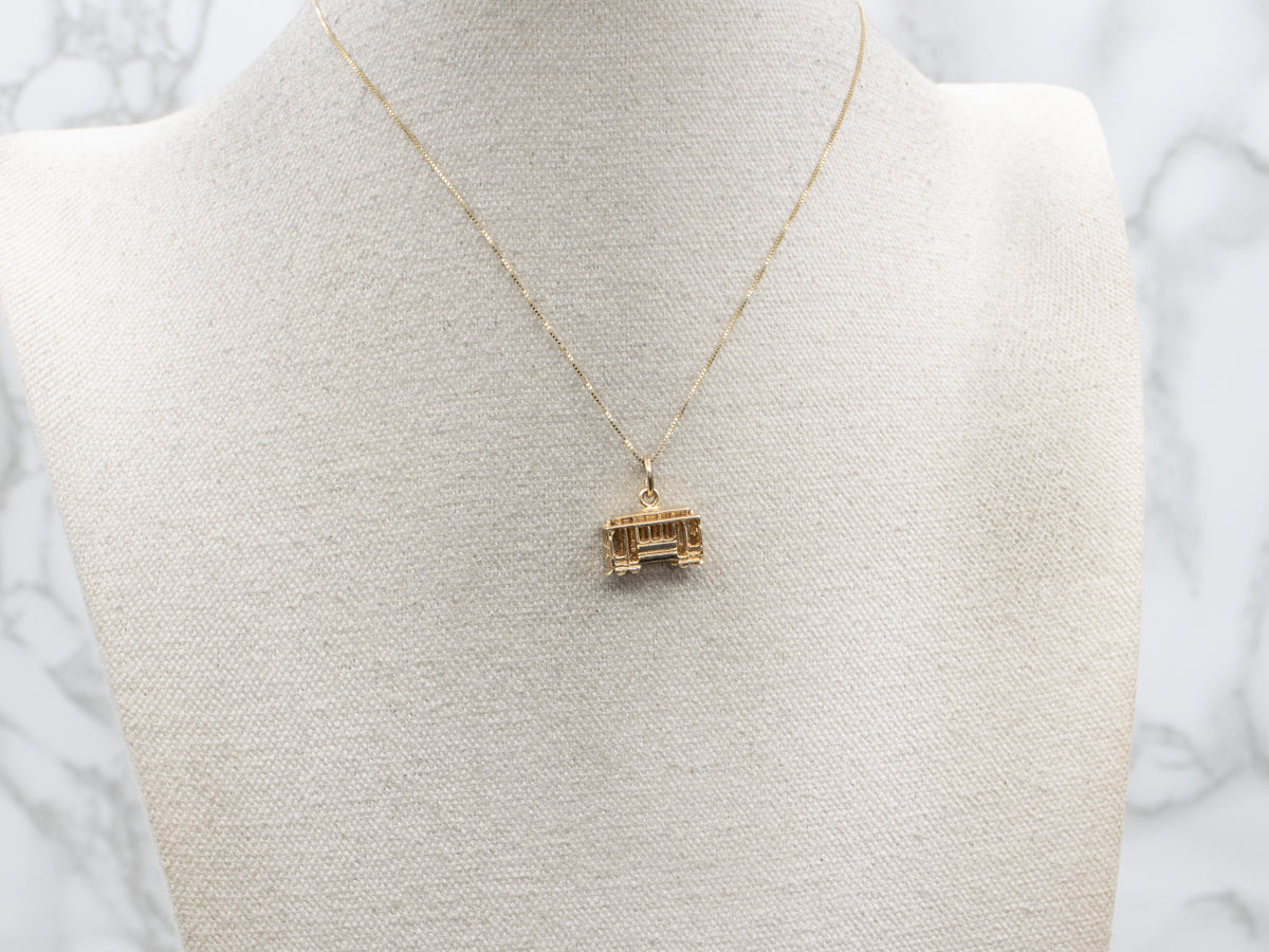 Yellow Gold Trolley Car Charm Pendant