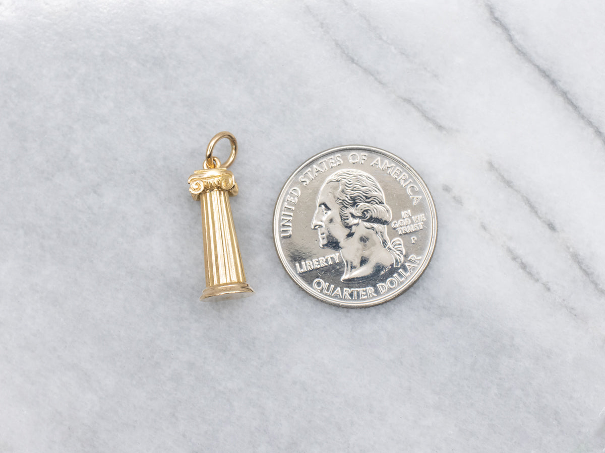 Yellow Gold Greek Pedestal Charm Pendant