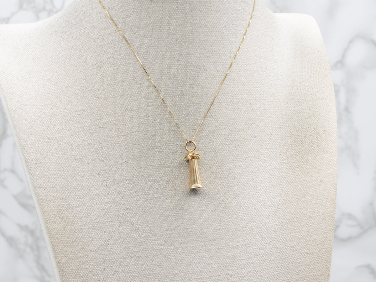 Yellow Gold Greek Pedestal Charm Pendant