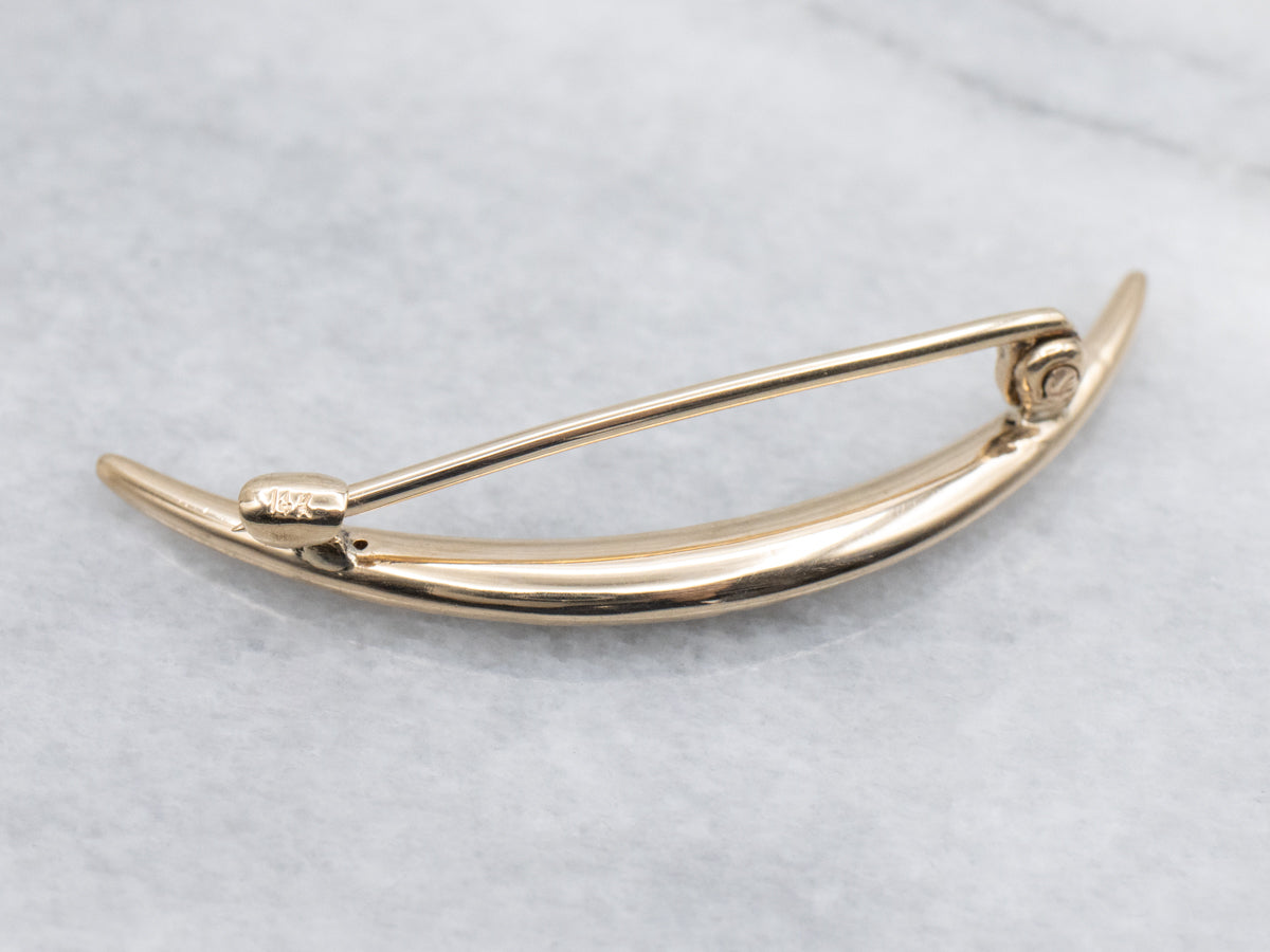 Antique Gold Seed Pearl Crescent Moon Brooch