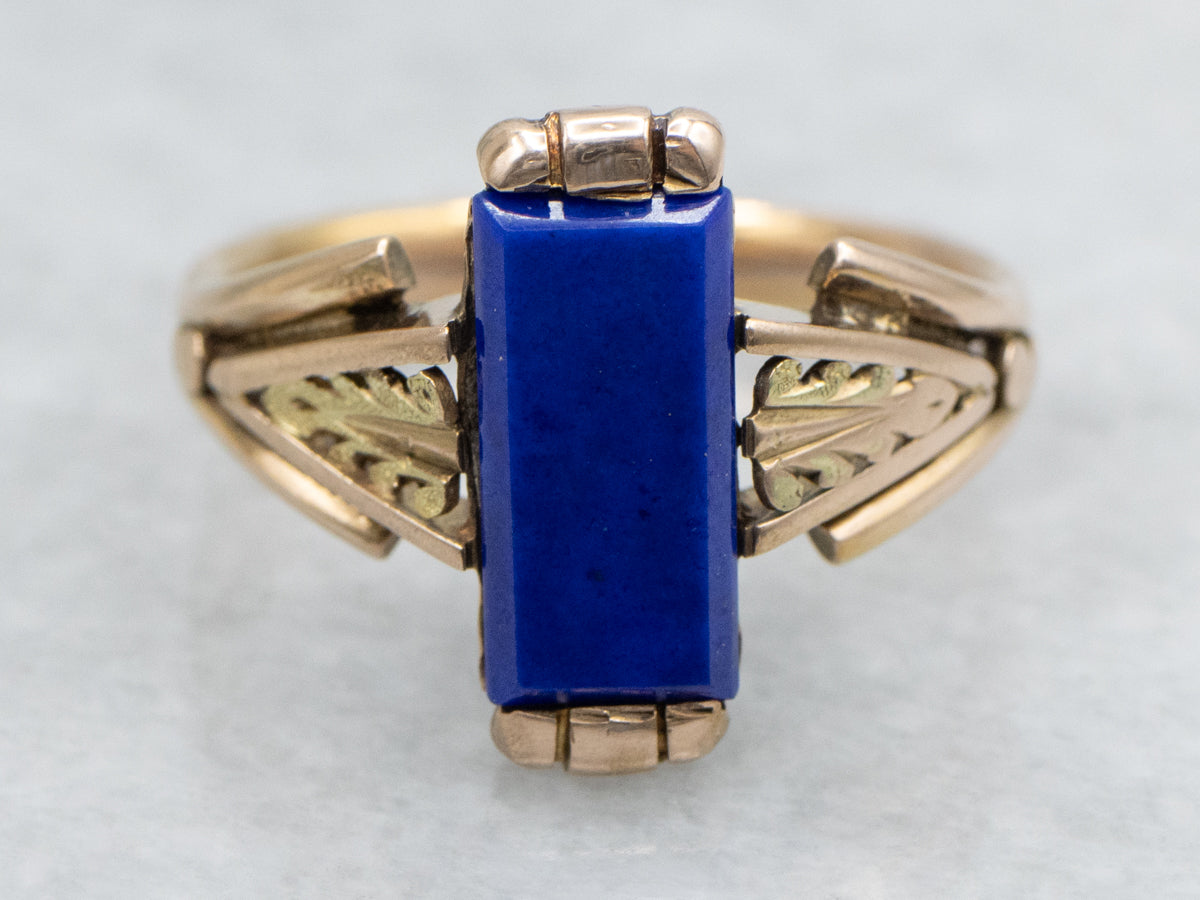 Victorian Era Lapis Solitaire Cabochon Ring