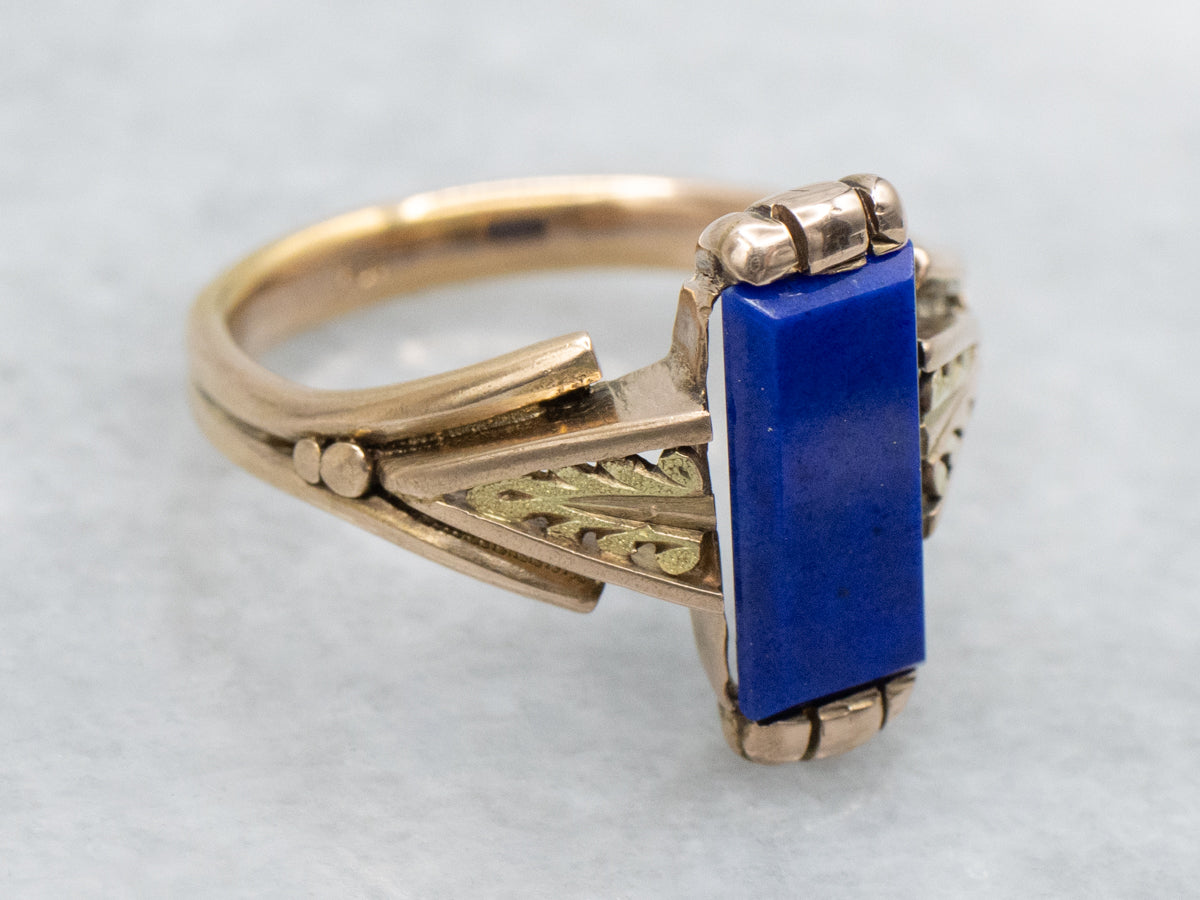 Victorian Era Lapis Solitaire Cabochon Ring