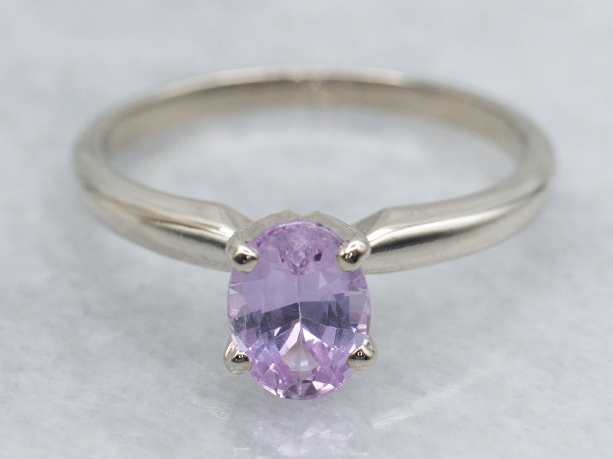 Classic White Gold Pink Sapphire Solitaire Ring