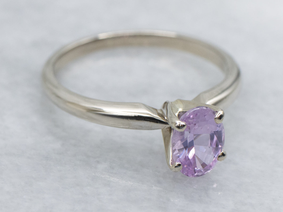 Classic White Gold Pink Sapphire Solitaire Ring