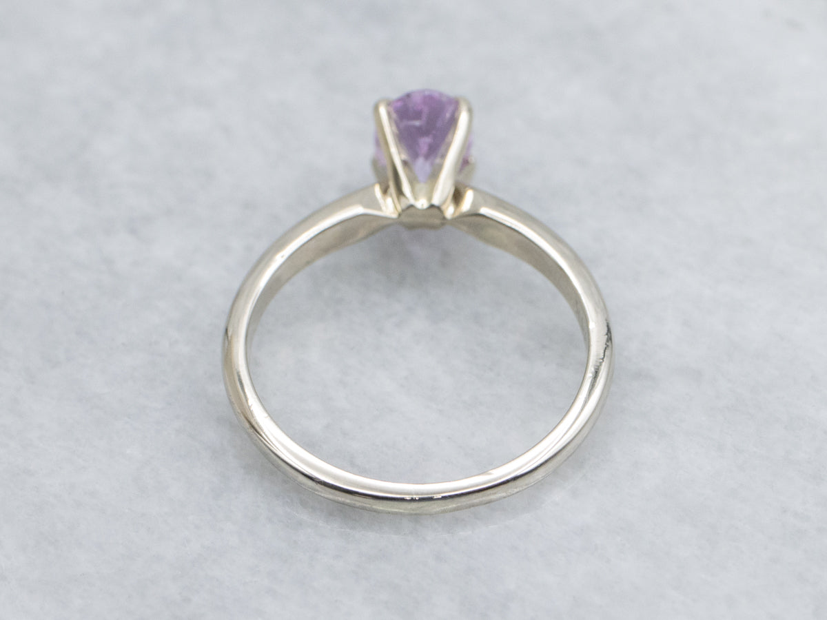 Classic White Gold Pink Sapphire Solitaire Ring