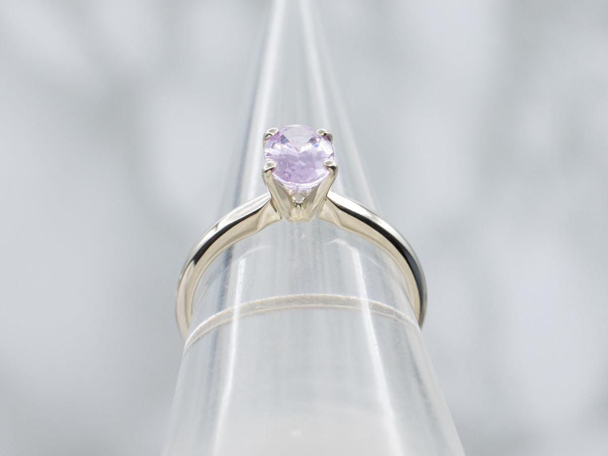 Classic White Gold Pink Sapphire Solitaire Ring