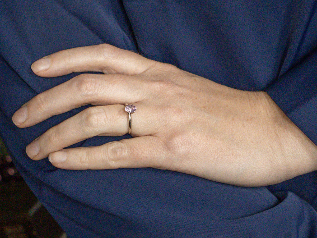 Classic White Gold Pink Sapphire Solitaire Ring