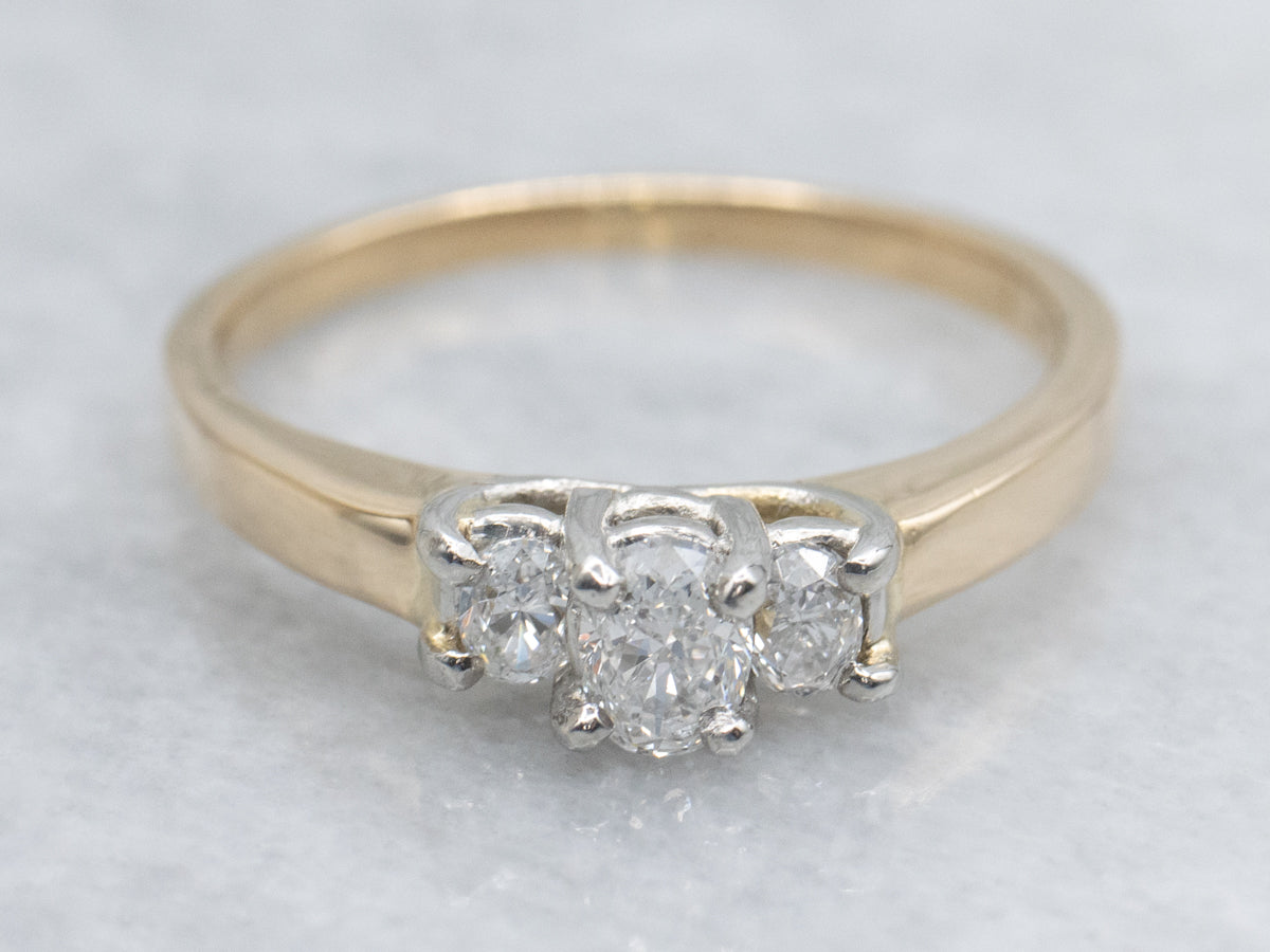 Three Stone Oval-Cut Diamond Engagement Ring
