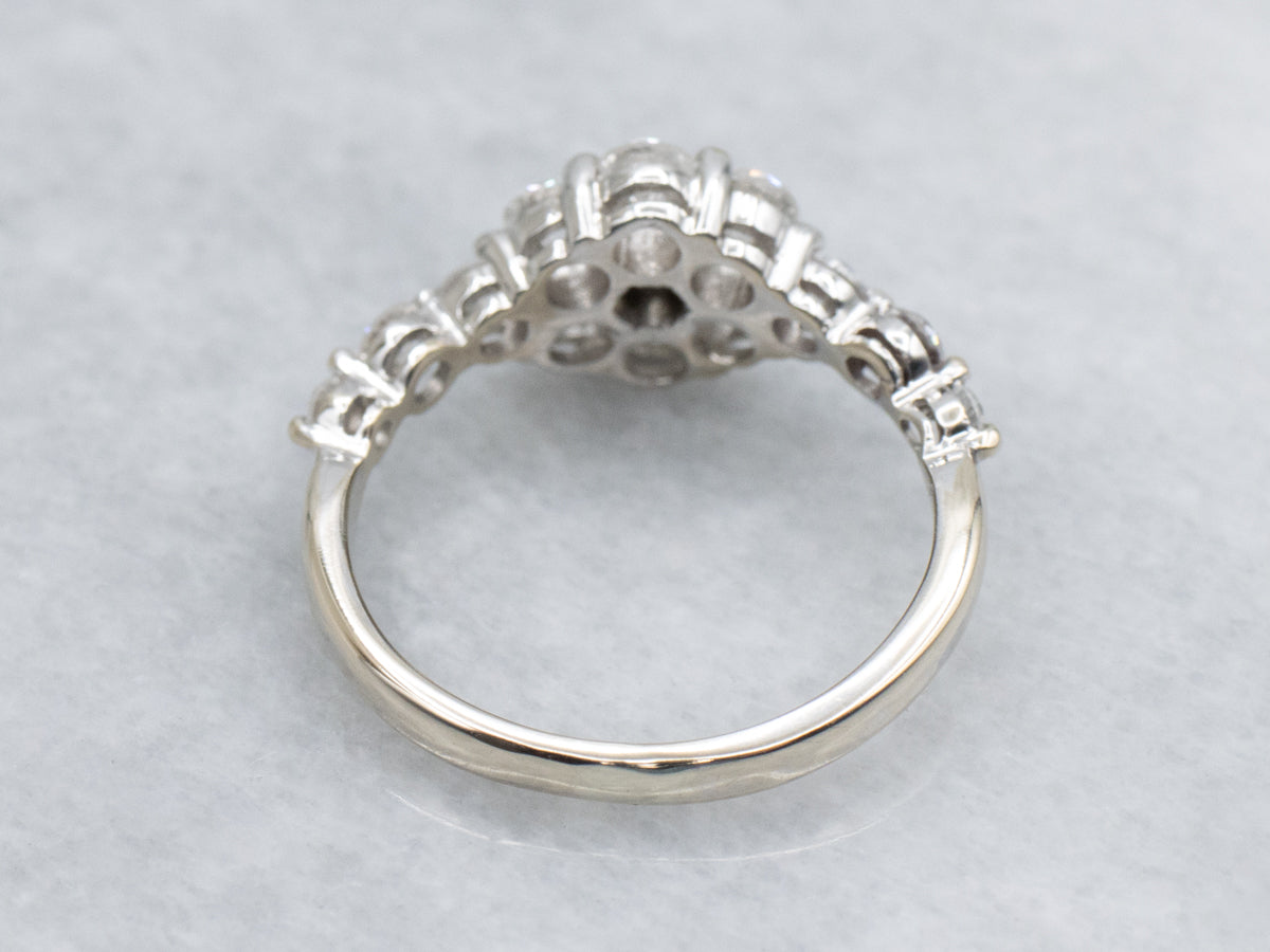 Vintage White Gold Diamond Cluster Ring