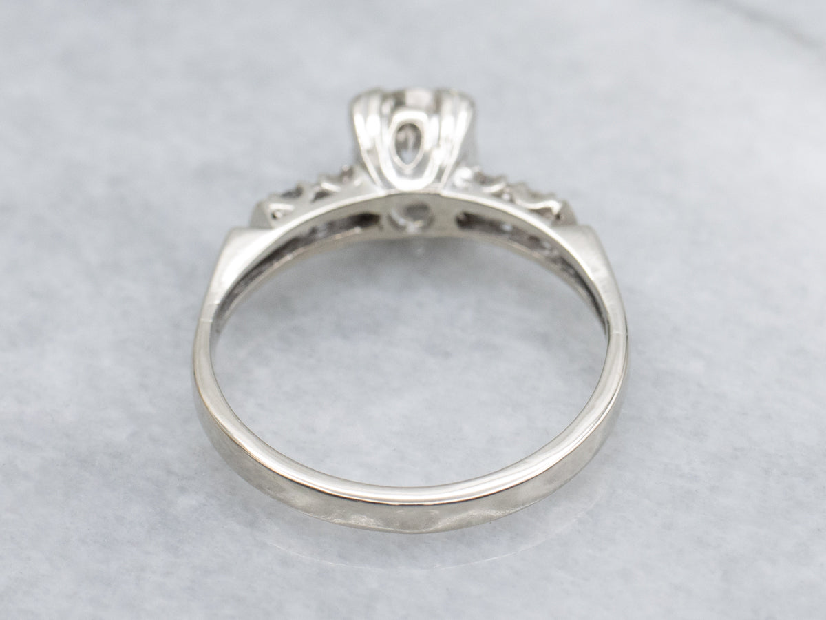 Vintage Brilliant Cut Diamond White Gold Engagement Ring