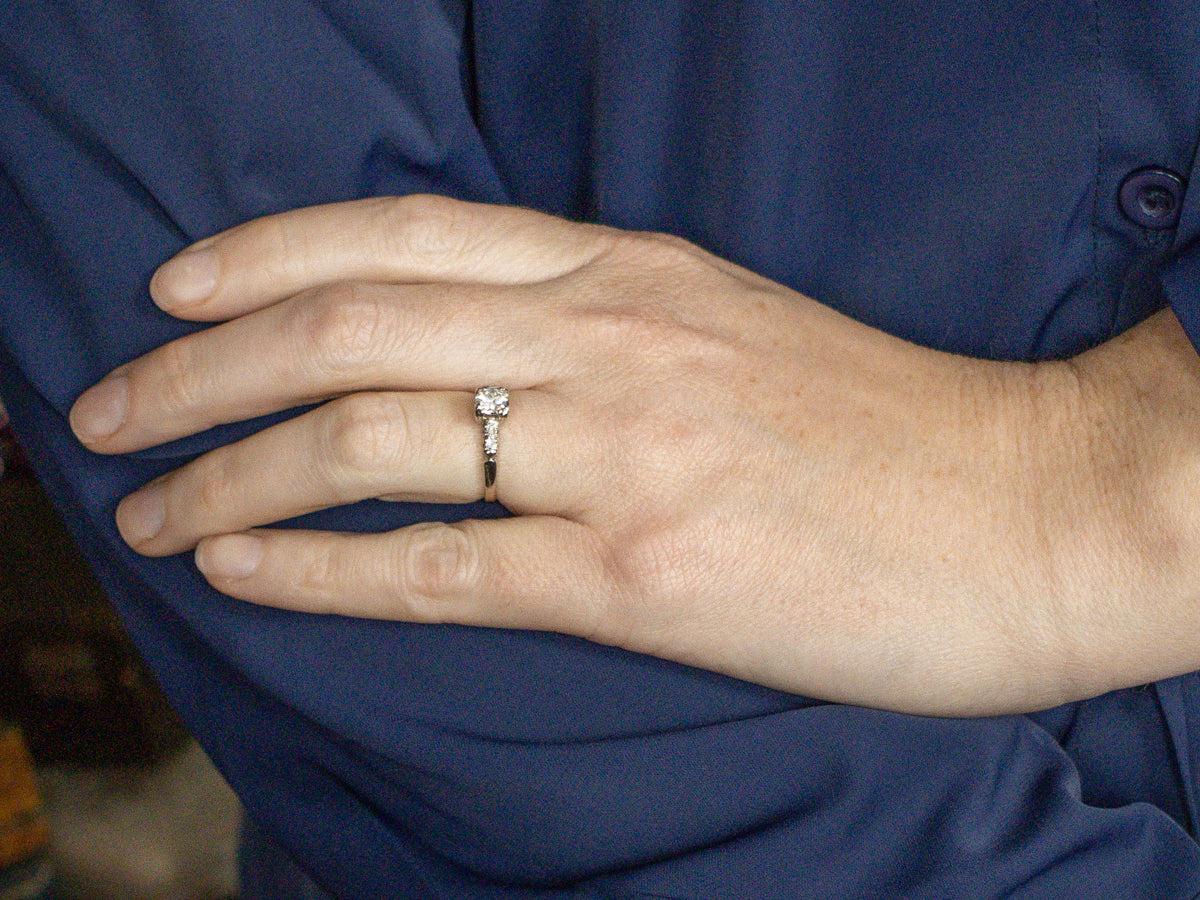 Vintage Brilliant Cut Diamond White Gold Engagement Ring