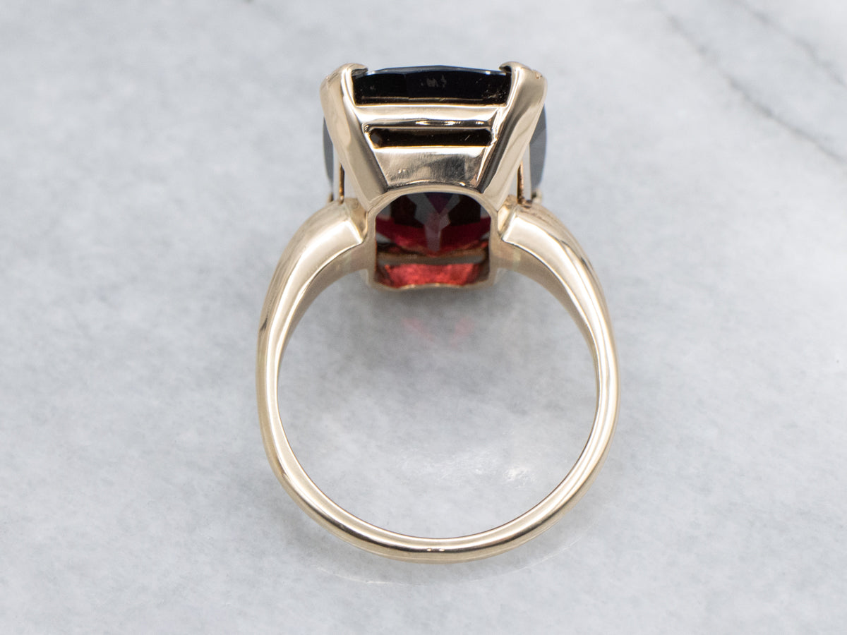 Cushion-Cut Garnet Yellow Gold Solitaire Ring