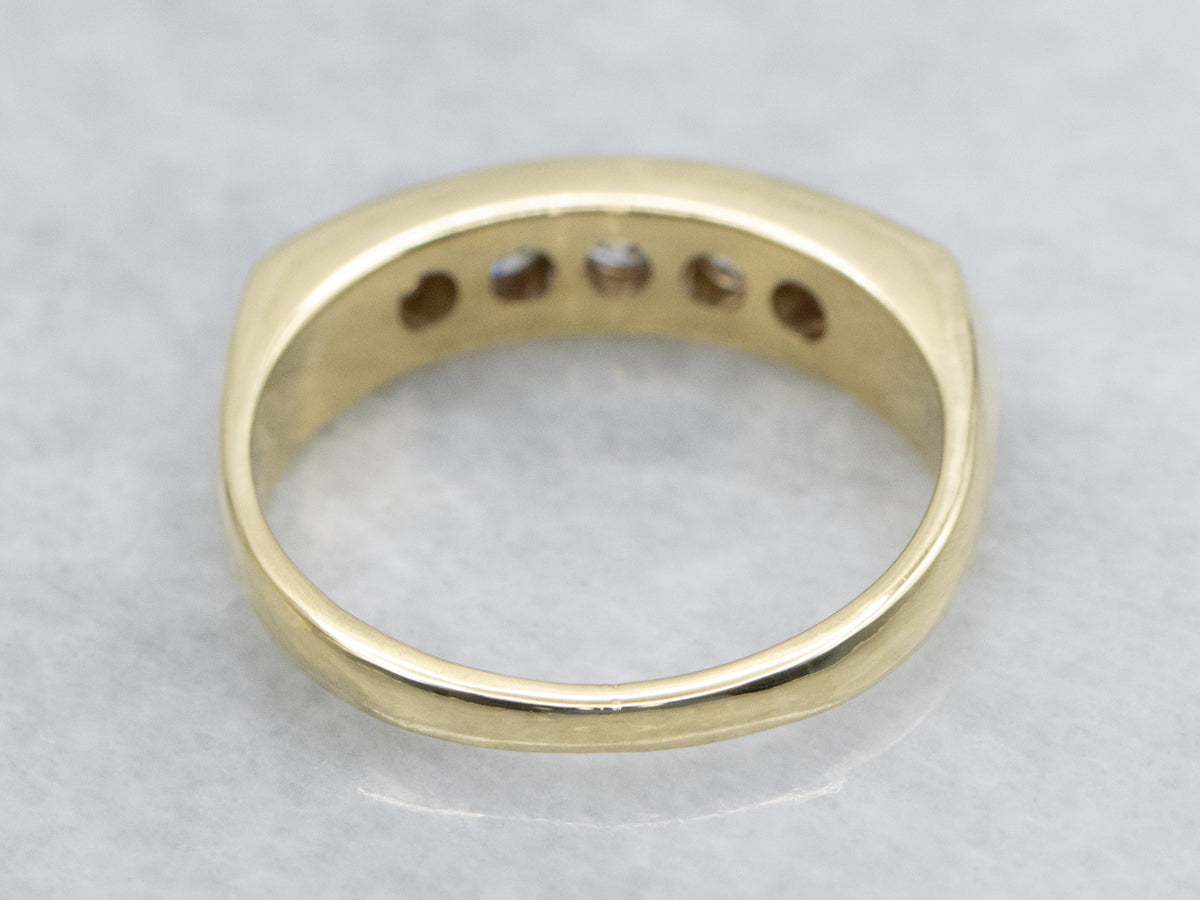 Sleek Yellow Gold Five-Diamond Band