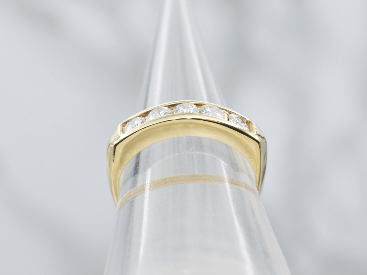 Sleek Yellow Gold Five-Diamond Band