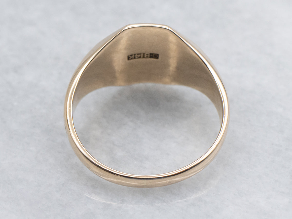 Ostby and Barton Engraved Gold Initial "G" Crisscross Signet Ring