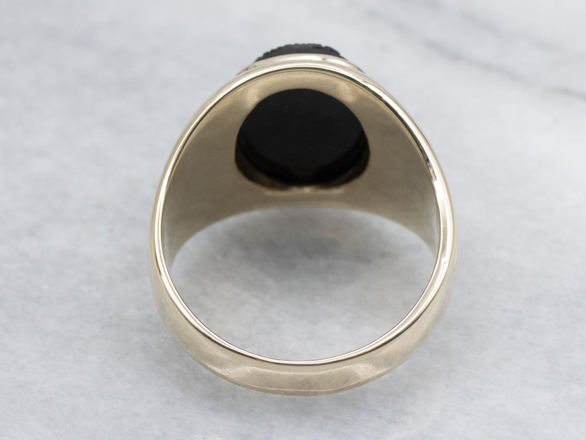 Men's Bezel-Set Black Onyx Cameo Statement Ring