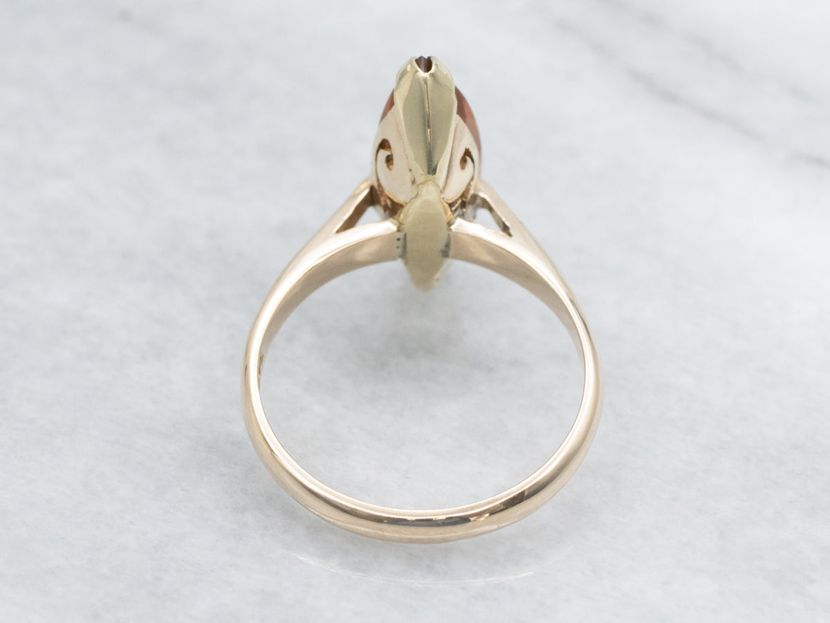 Marquise-Cut Citrine Yellow Gold Solitaire Ring