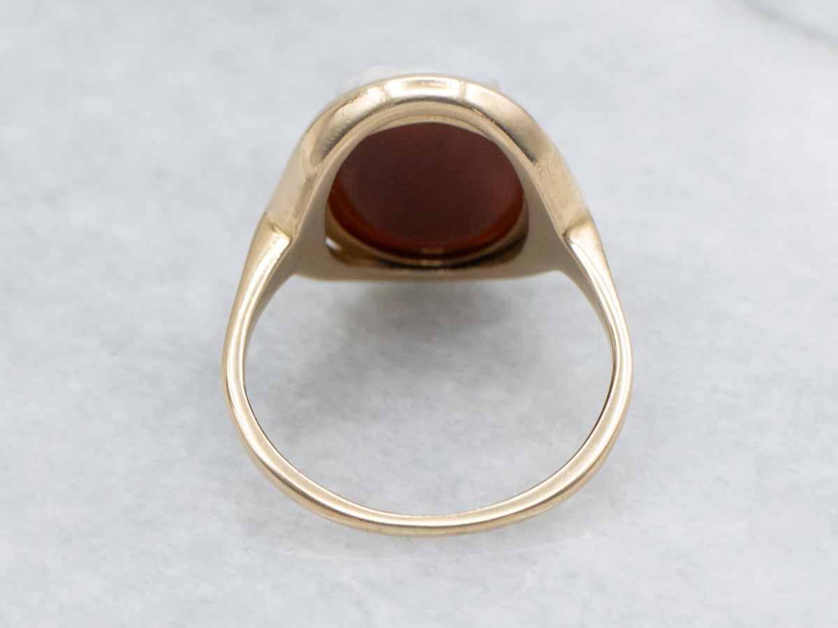 Vintage Red Sardonyx Cameo Yellow Gold Ring