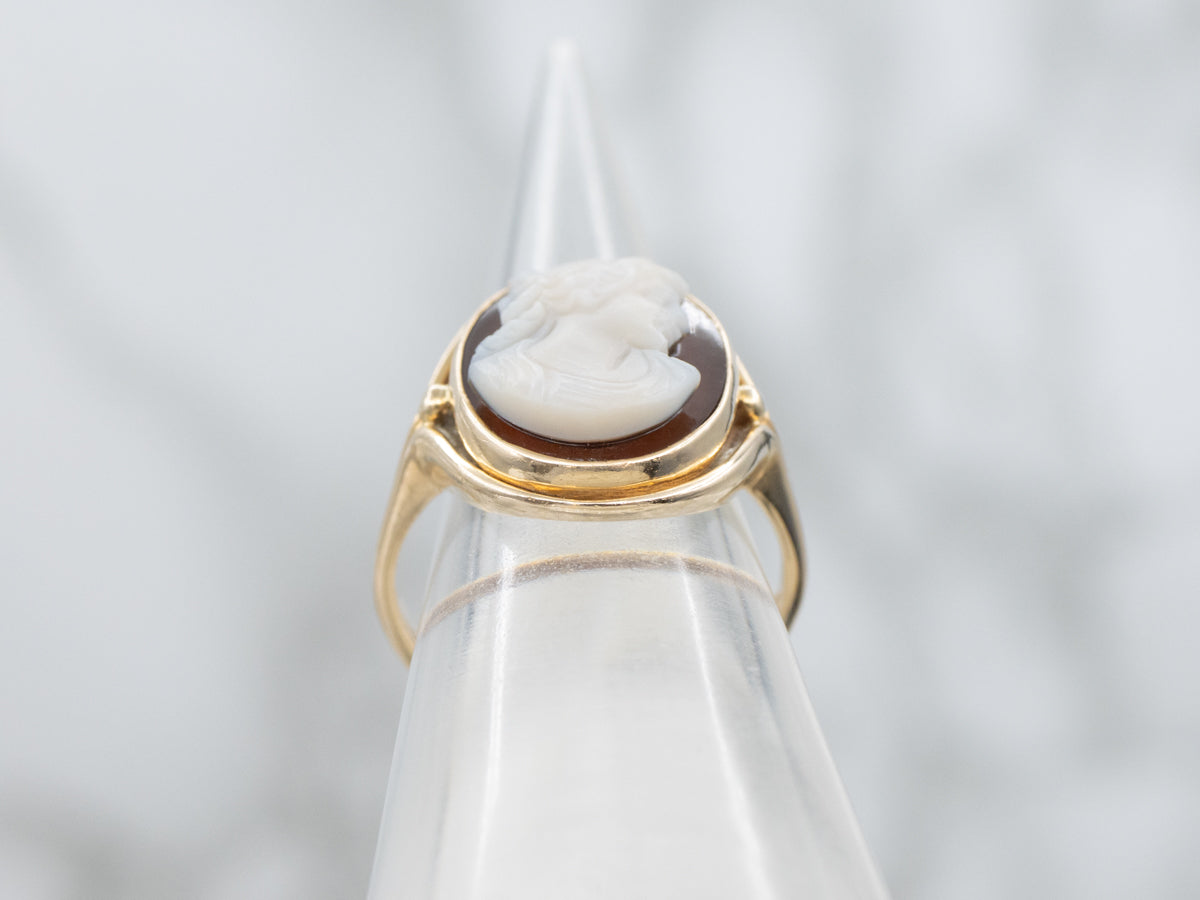 Vintage Red Sardonyx Cameo Yellow Gold Ring