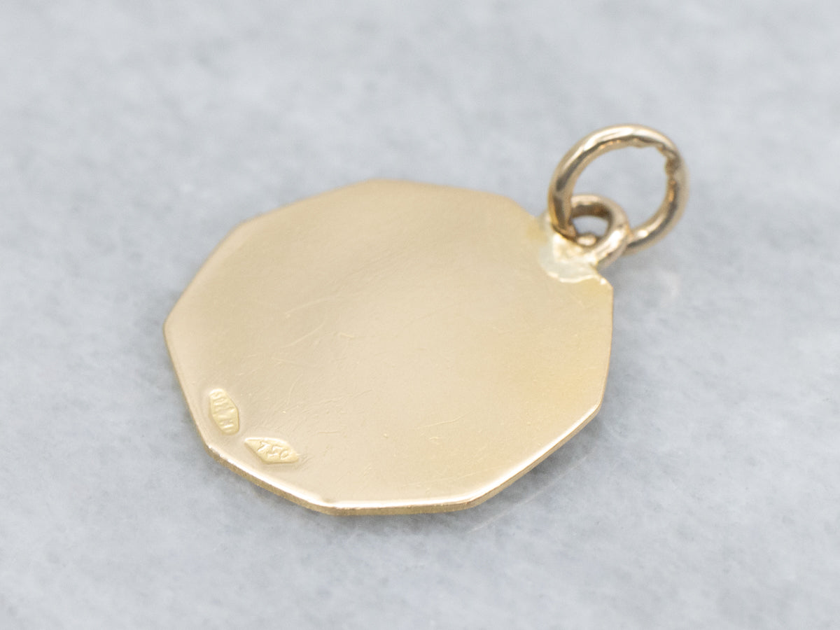 Religious Lady Madonna Medallion in 18-Karat Yellow Gold Pendant