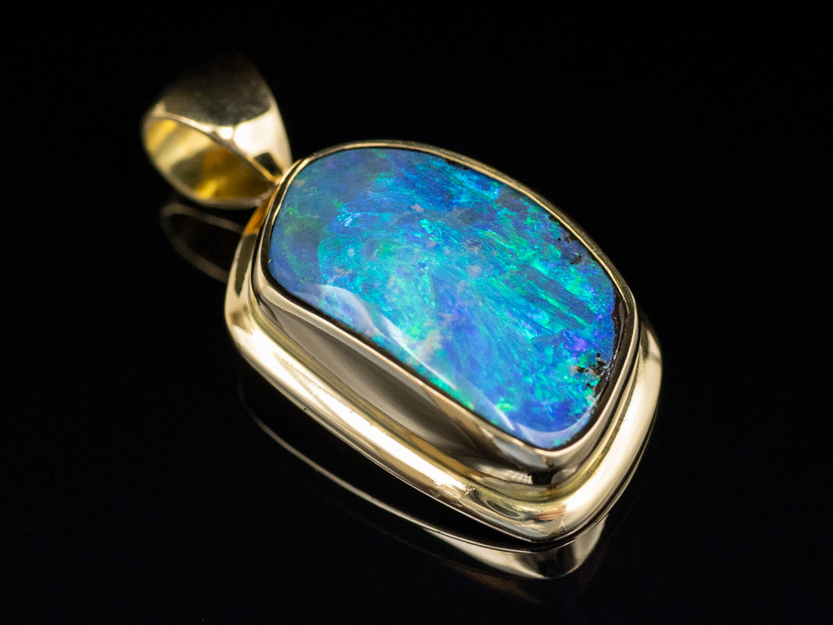 Bezel-Set Boulder Opal Yellow Gold Pendant