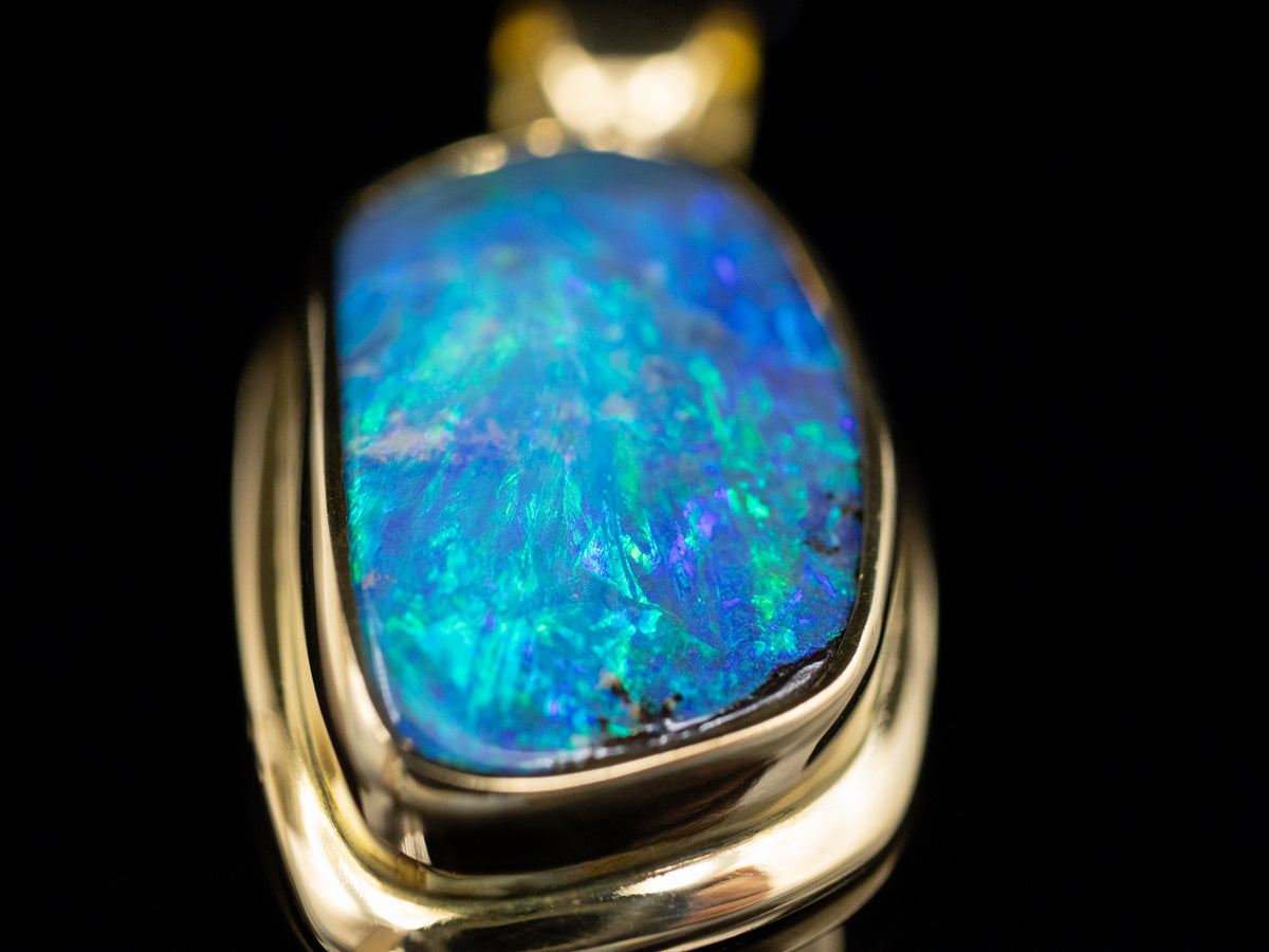 Bezel-Set Boulder Opal Yellow Gold Pendant