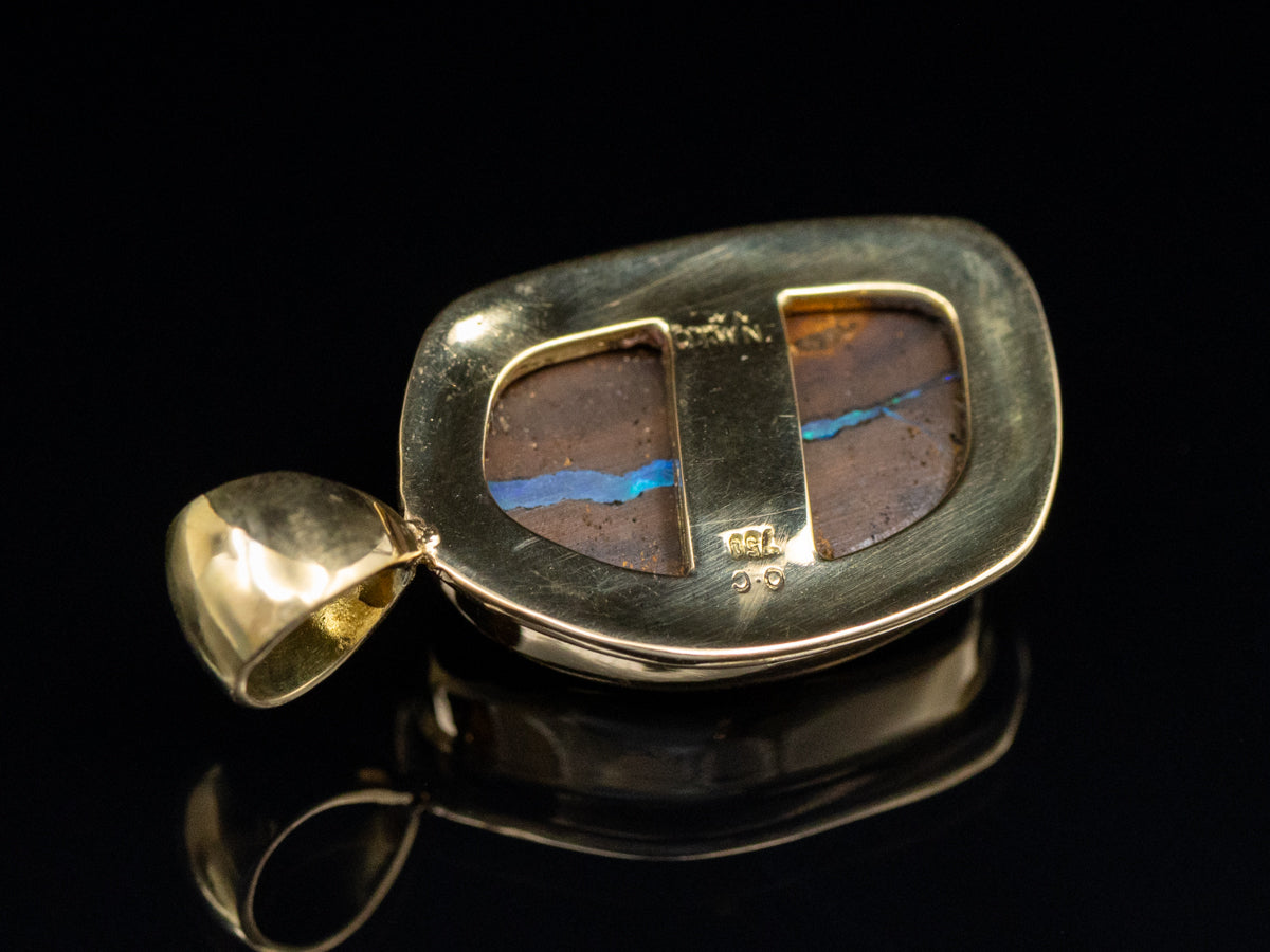 Bezel-Set Boulder Opal Yellow Gold Pendant