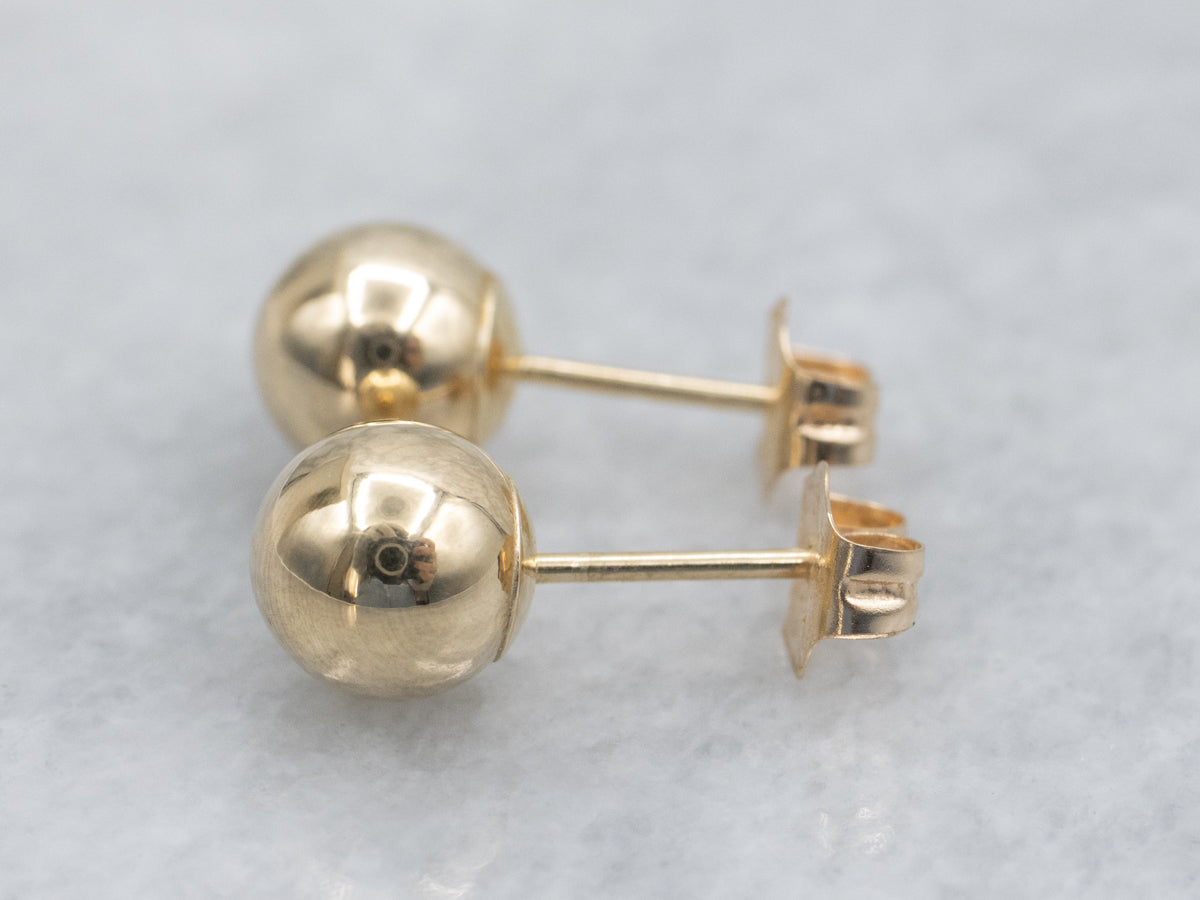 Polished Yellow Gold Ball Stud Earrings