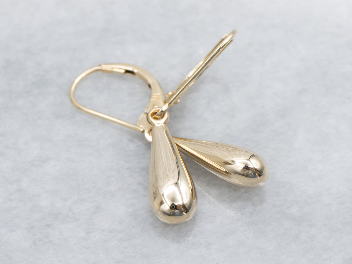 Polished Teardrop Yellow Gold Earrings
