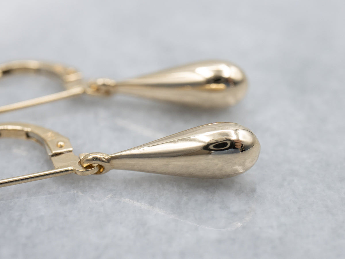 Polished Teardrop Yellow Gold Earrings