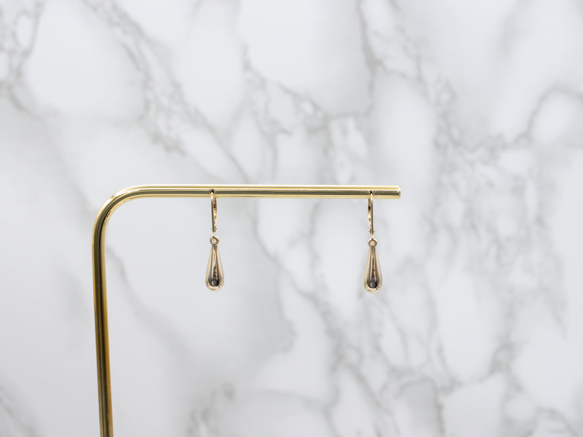 Polished Teardrop Yellow Gold Earrings