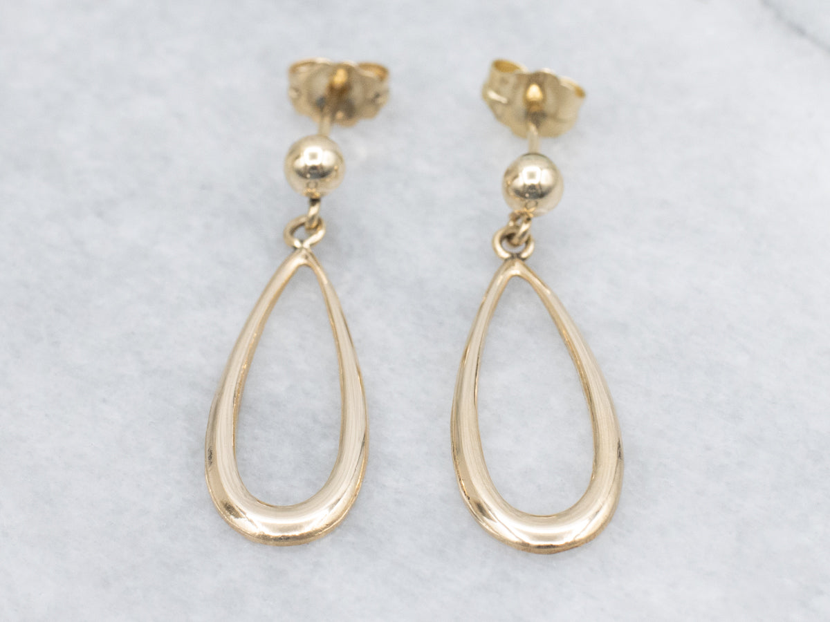 Yellow Gold Teardrop Earrings with Gold Ball Findings