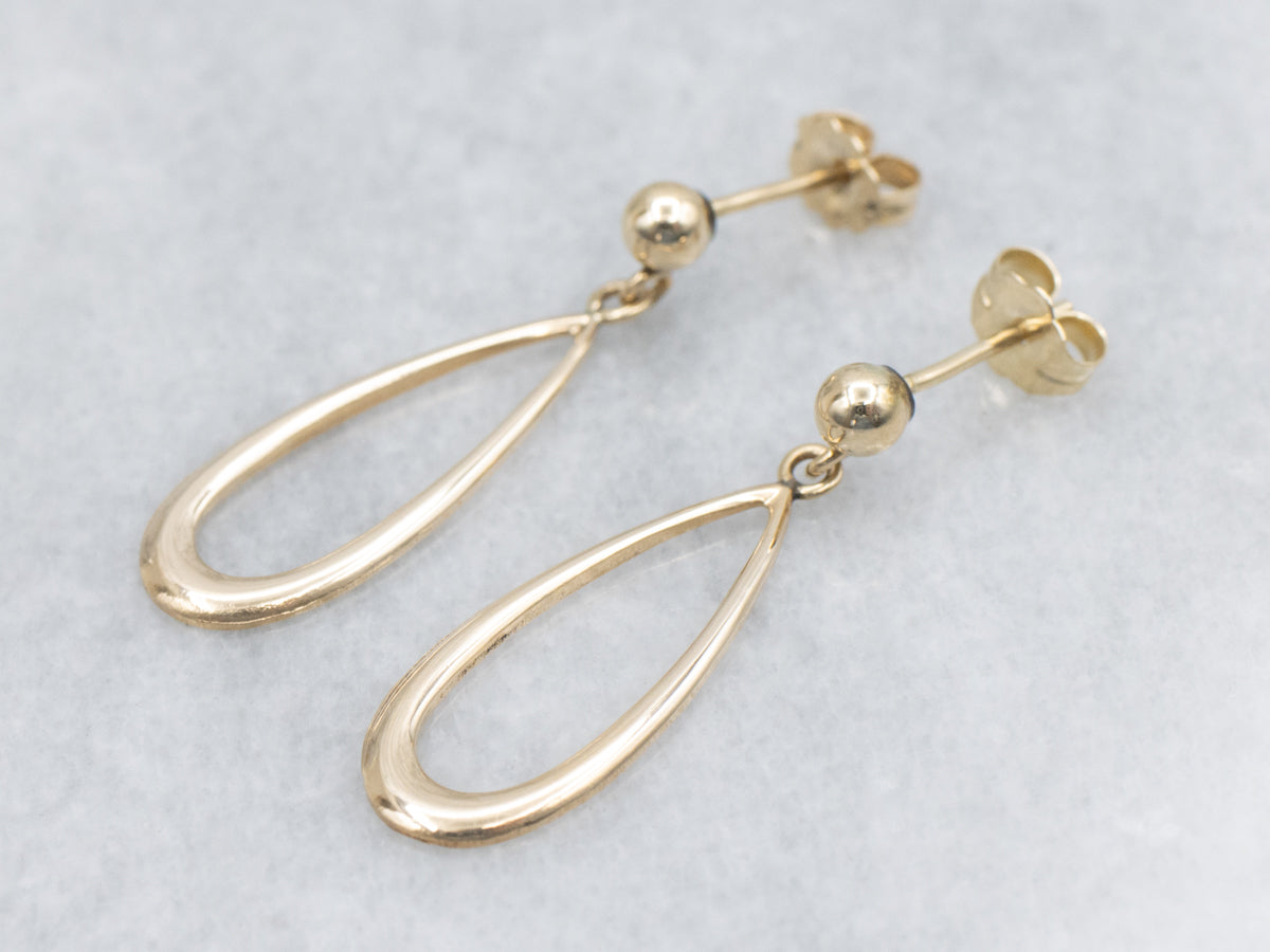 Yellow Gold Teardrop Earrings with Gold Ball Findings