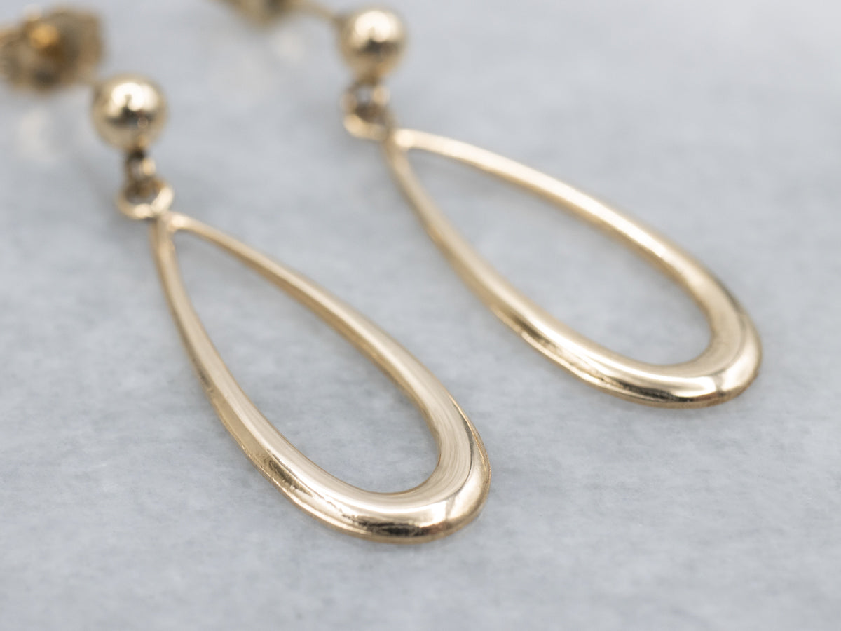 Yellow Gold Teardrop Earrings with Gold Ball Findings