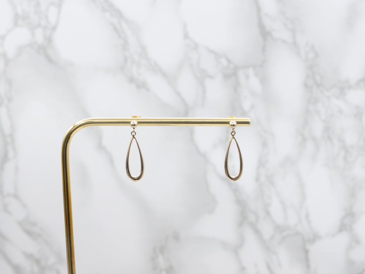 Yellow Gold Teardrop Earrings with Gold Ball Findings