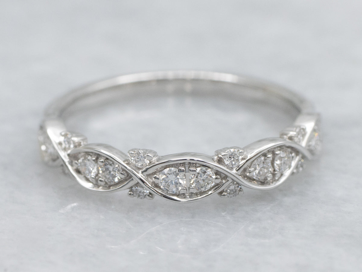 Diamond Twisting White Gold Wedding Band