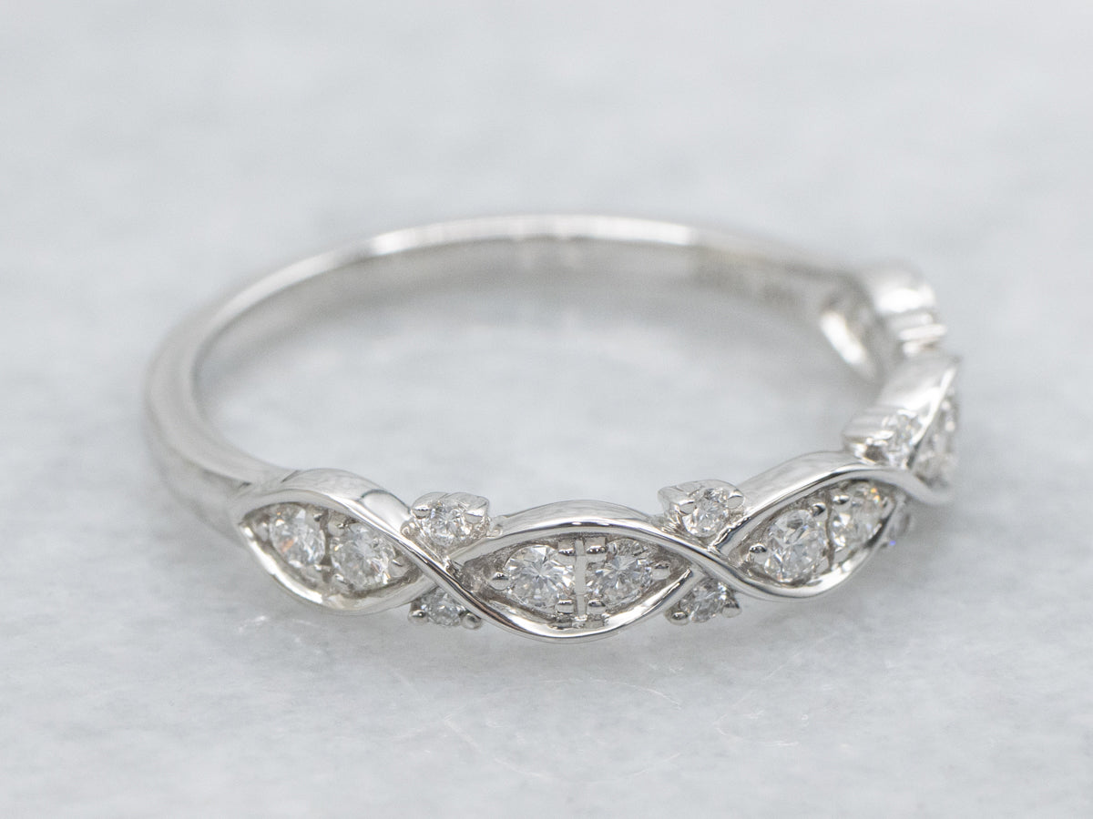Diamond Twisting White Gold Wedding Band