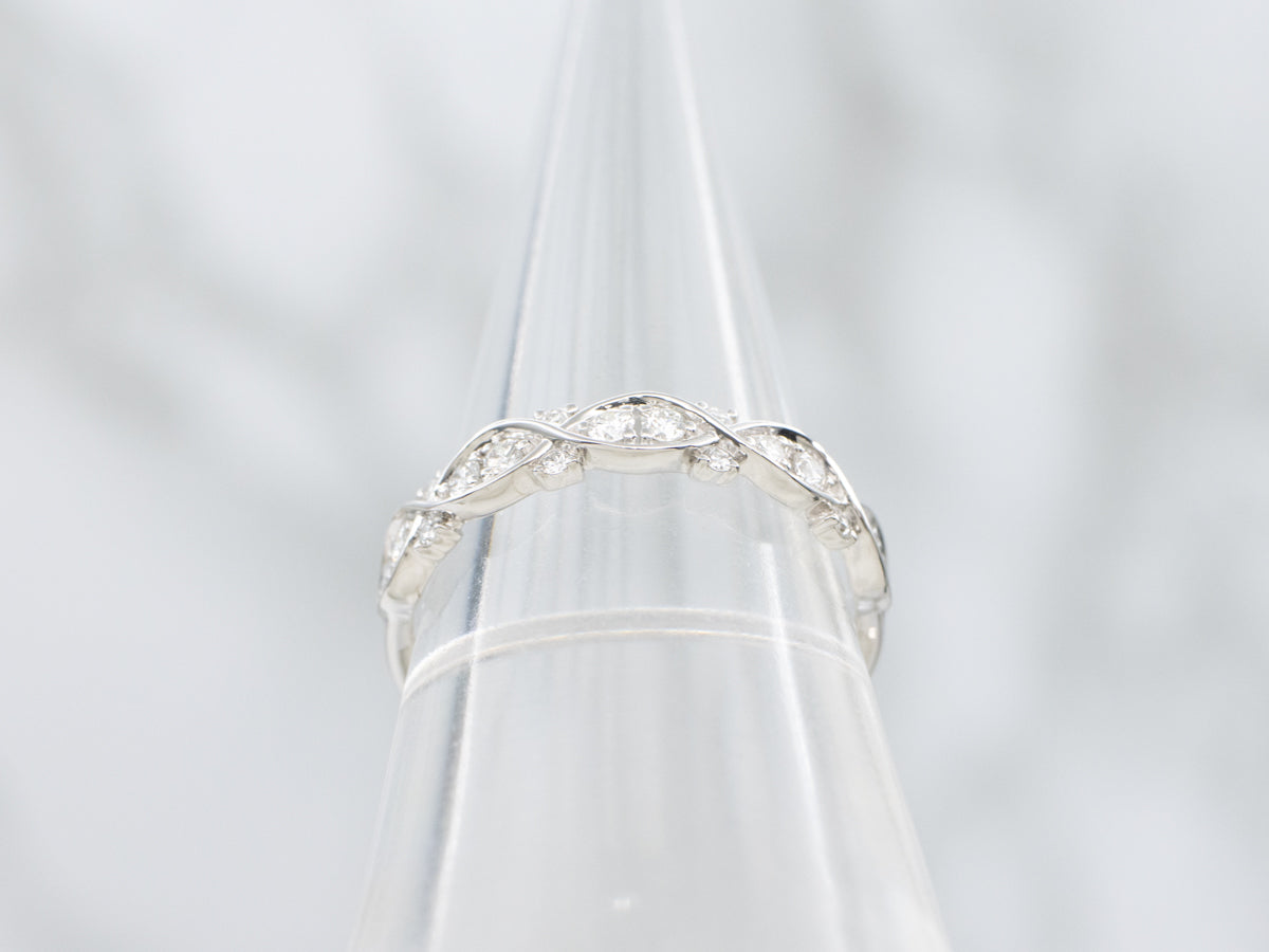 Diamond Twisting White Gold Wedding Band