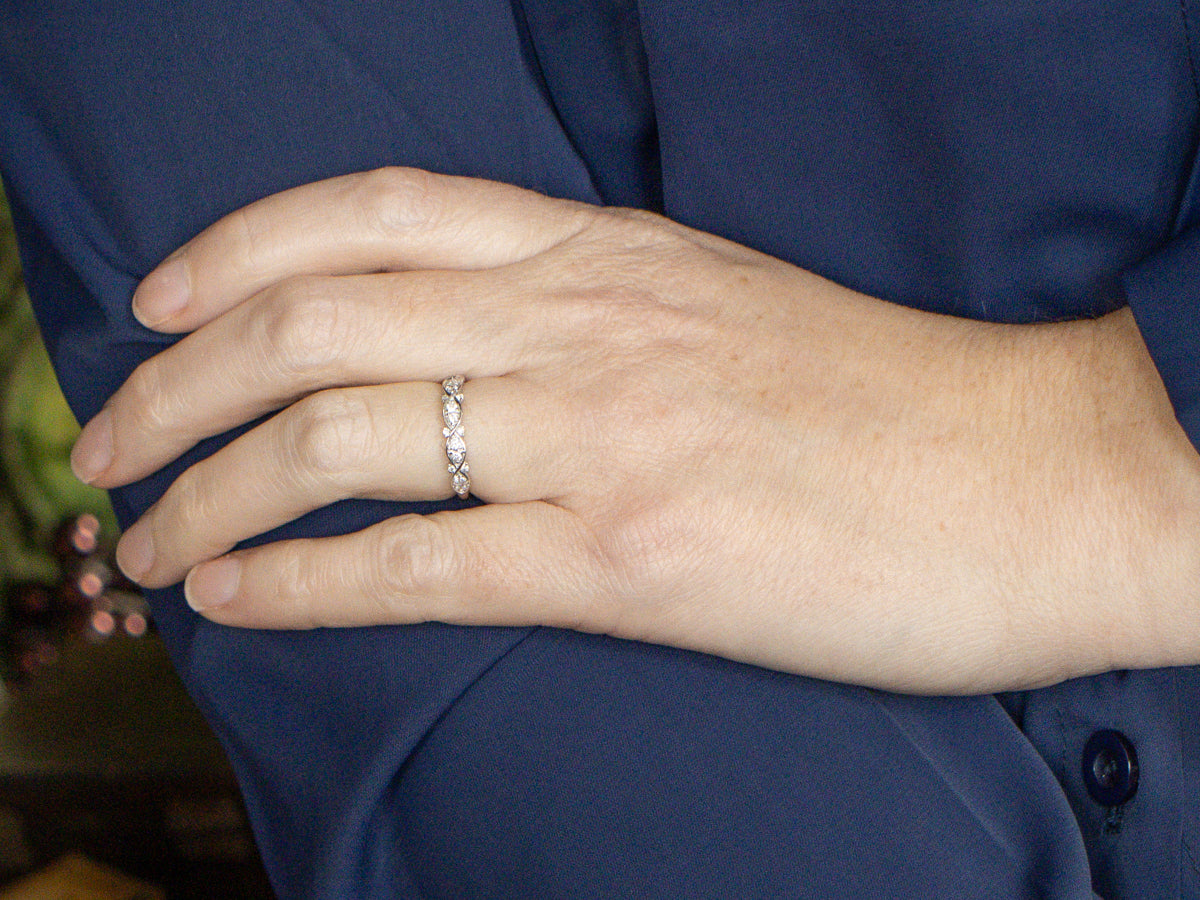 Diamond Twisting White Gold Wedding Band