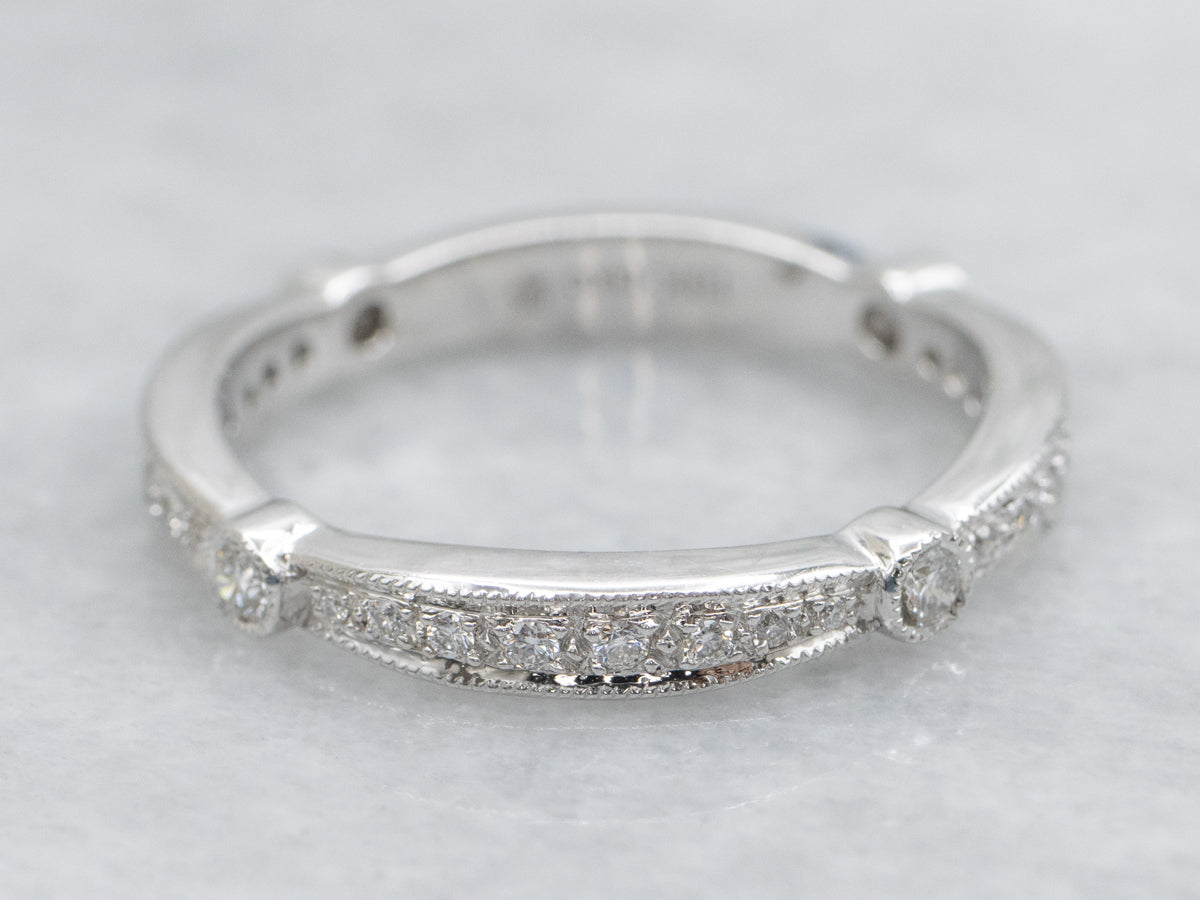 Pavé-Set Diamond Encrusted White Gold Band