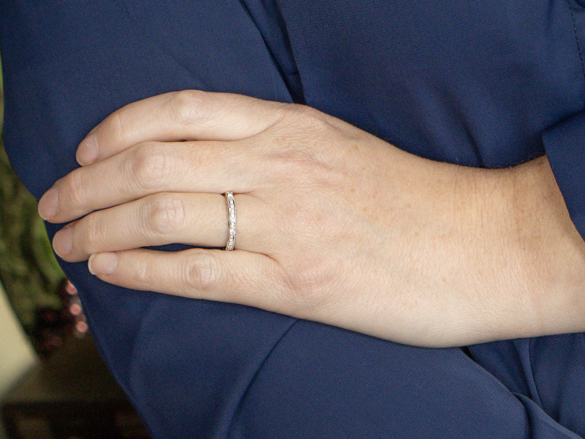 Pavé-Set Diamond Encrusted White Gold Band