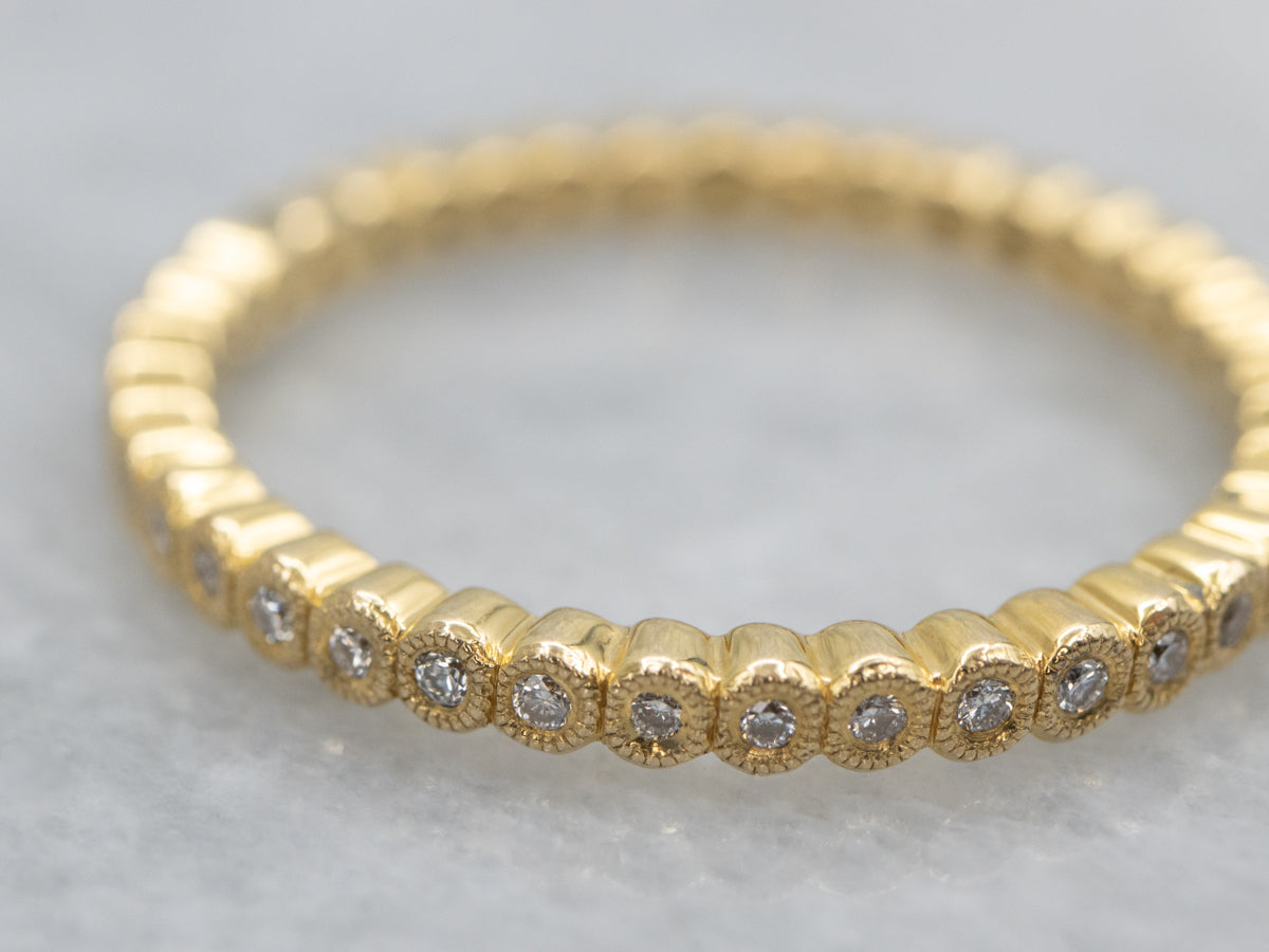 Yellow Gold Bezel-Set Diamond Eternity Band