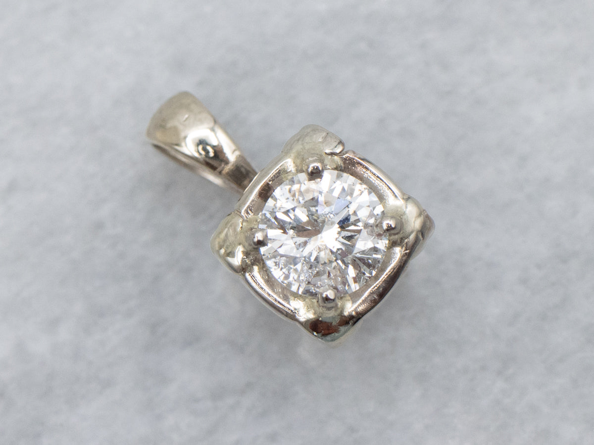 White Gold Round Brilliant Diamond Solitaire Pendant