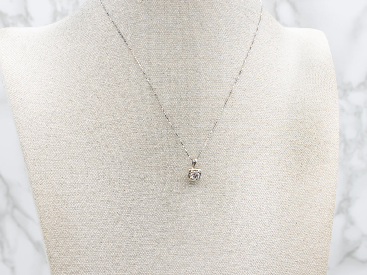 White Gold Round Brilliant Diamond Solitaire Pendant