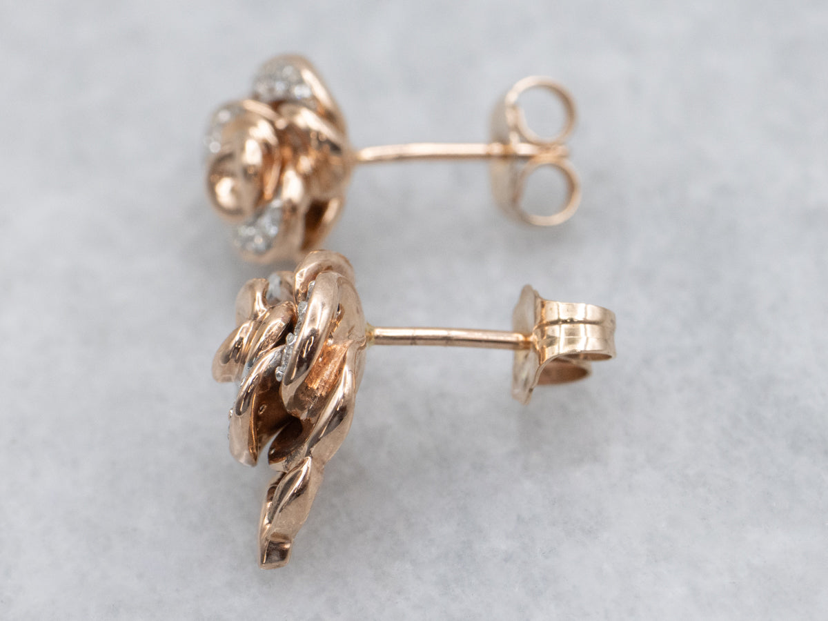 Rose Gold Disney's Belle Diamond Rose Stud Earrings