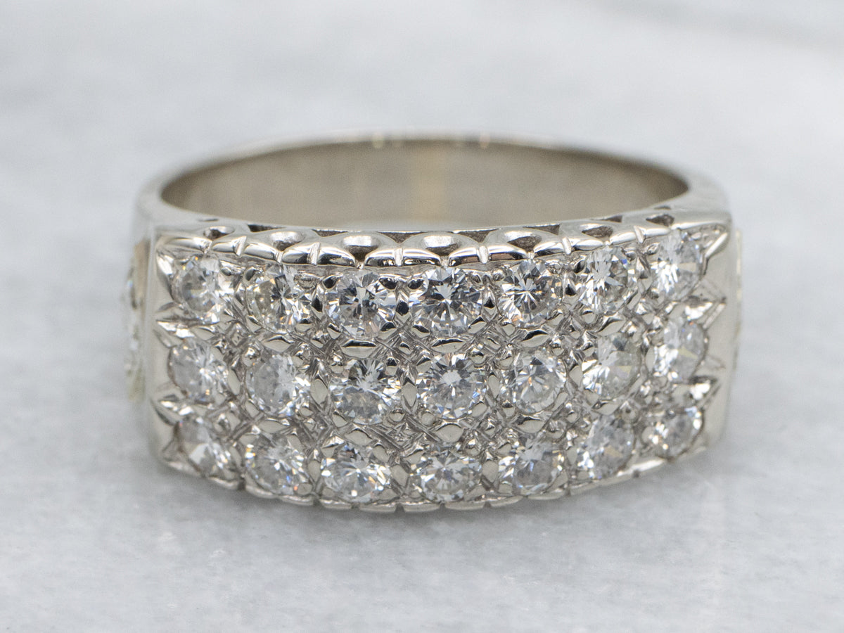 Triple Row Mixed-Cut Diamond Cocktail Band