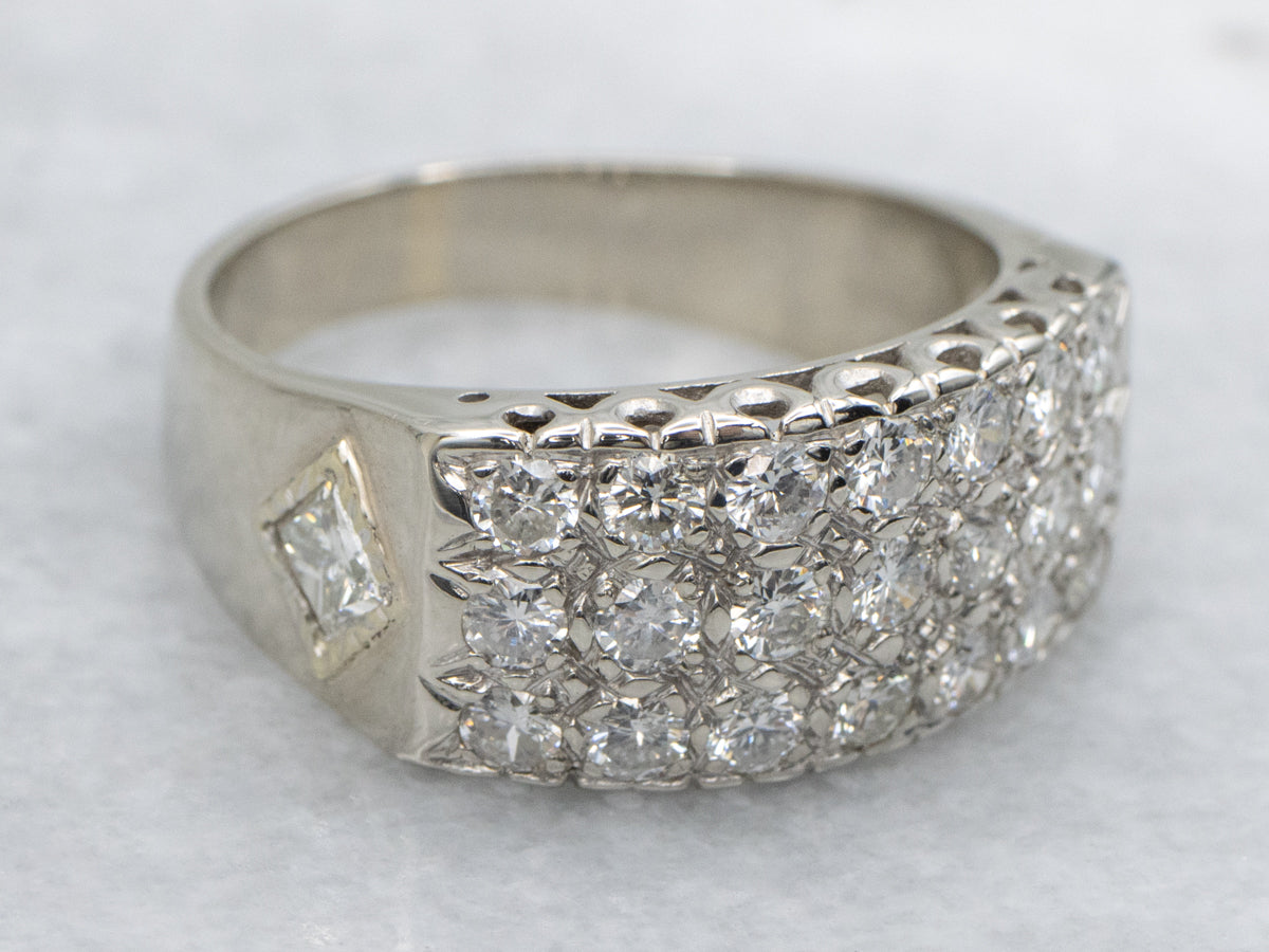 Triple Row Mixed-Cut Diamond Cocktail Band