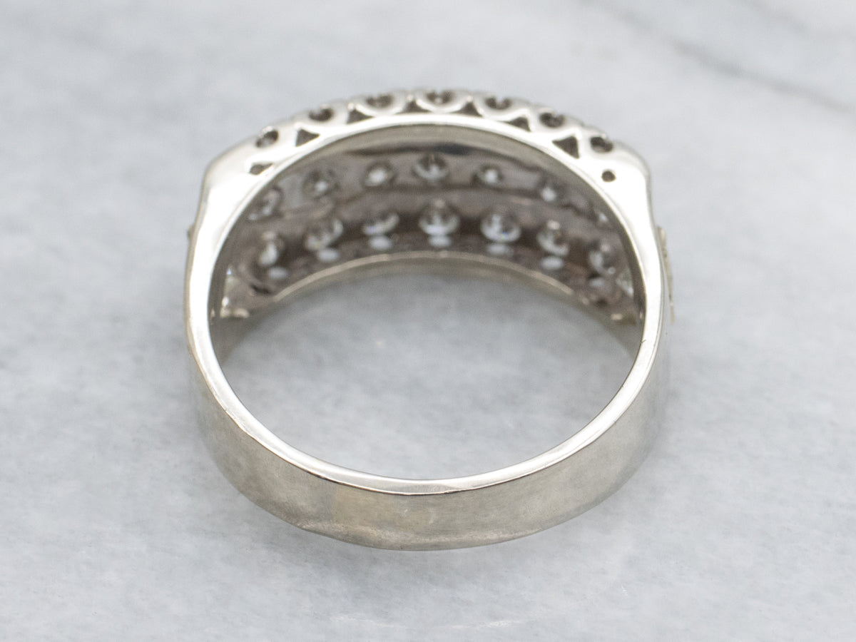 Triple Row Mixed-Cut Diamond Cocktail Band