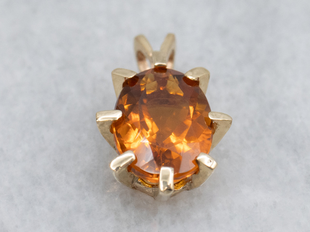 Oval-Cut Citrine Yellow Gold Pendant