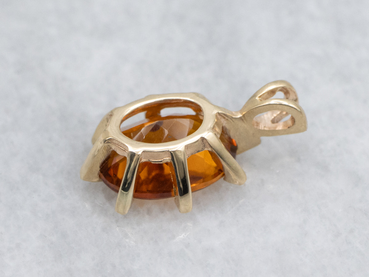 Oval-Cut Citrine Yellow Gold Pendant